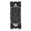 Leviton COMBINATION DEVICE SWITCH COMB DPLX RCPTCL 15A TYP A-A ONYX BLACK RUAA1-OB